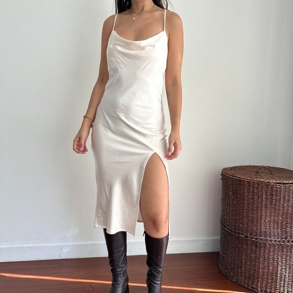 NWT silky cowl neck slip dress in ivory cream - Picture 4 of 6